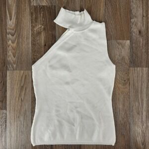 superdown White One Shoulder‎ Mock Neck Sweater Top Women's XS
